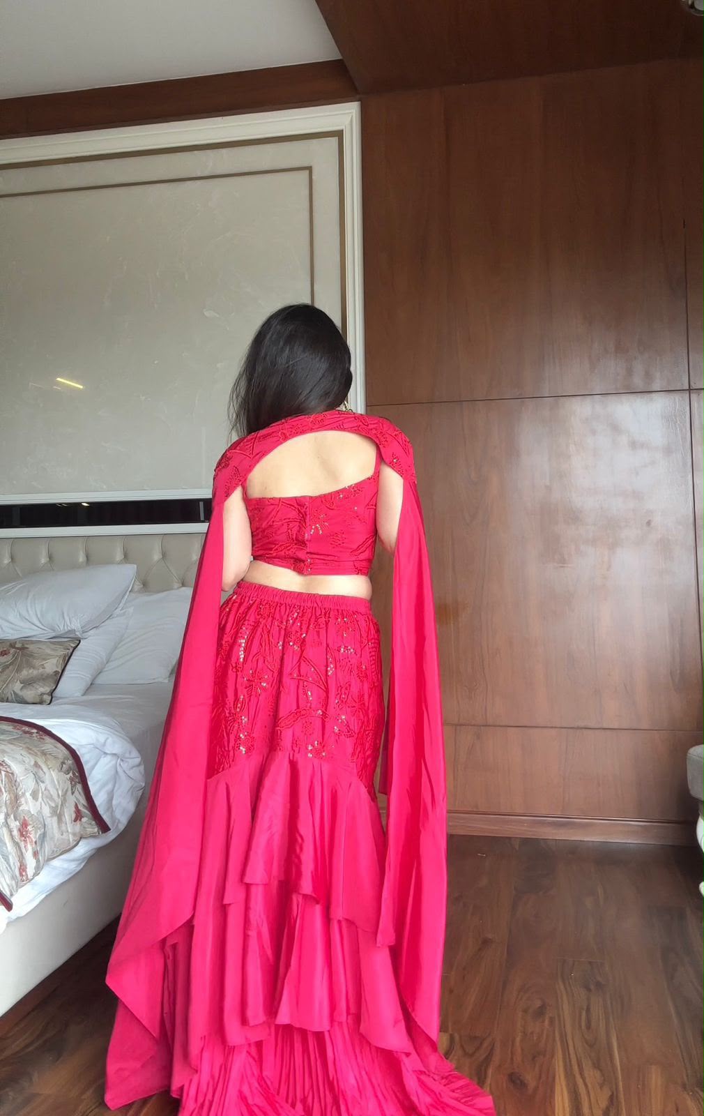 REAL MODLING OF RUFFLED LAYERED LEHENGA
