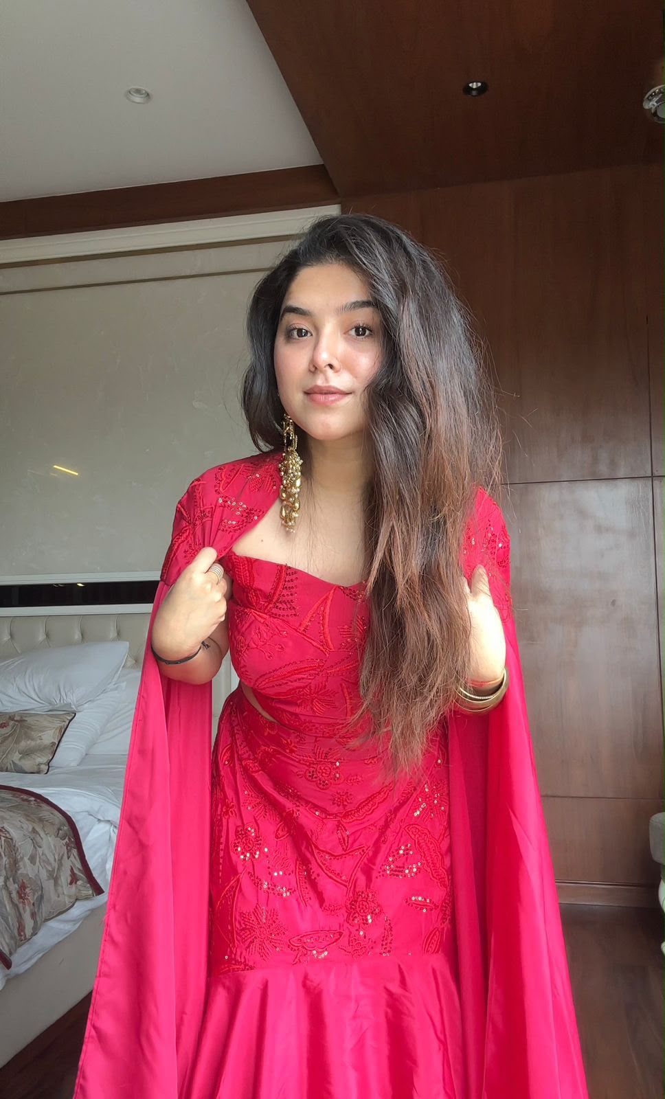REAL MODLING OF RUFFLED LAYERED LEHENGA