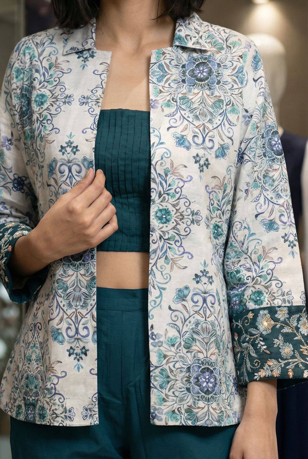 Elegant Digital Print Modal Satin Top Pant Set
