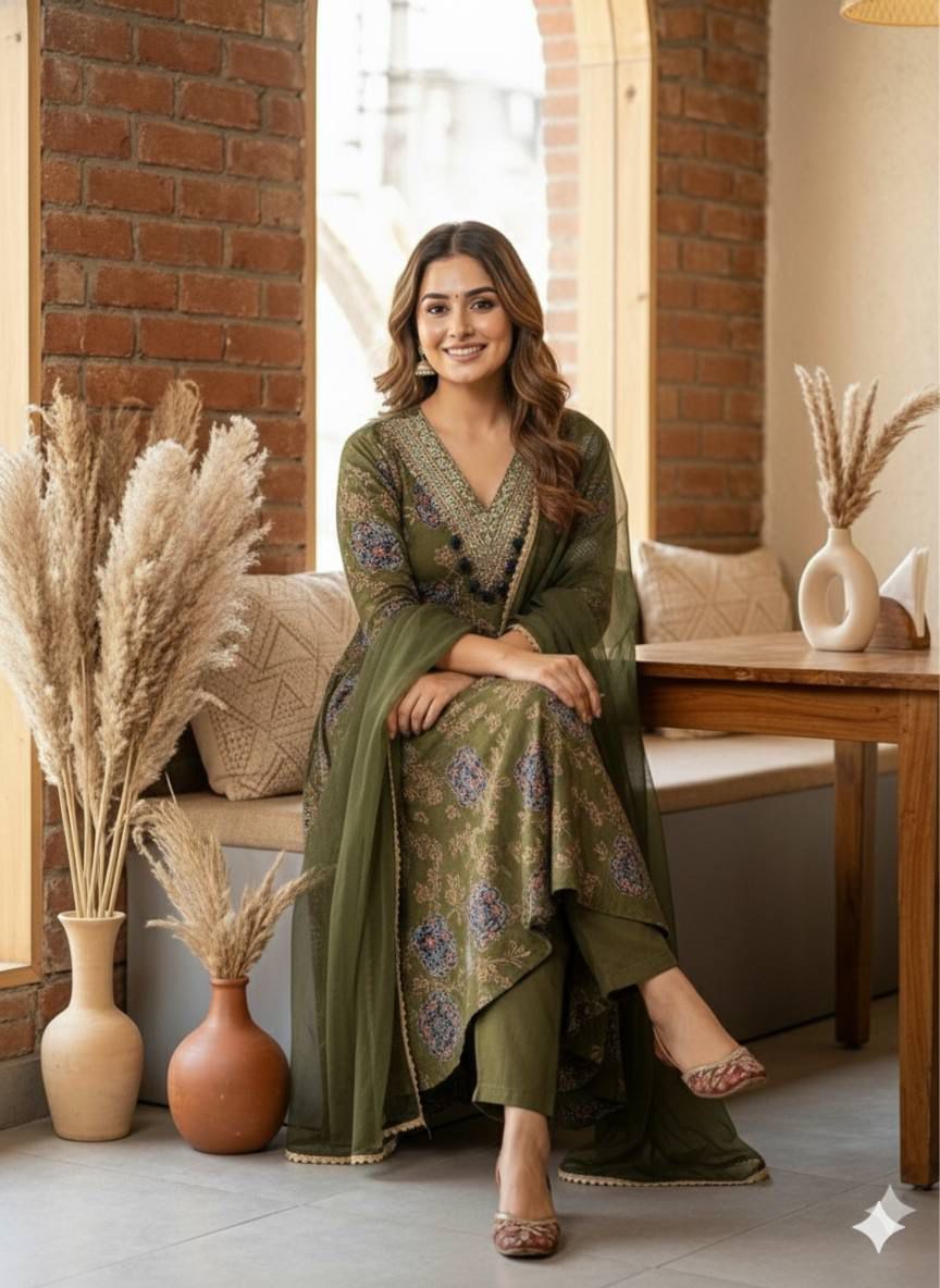 Premium Designer Modal Satin Anarkali Salwar Suit With Dupatta