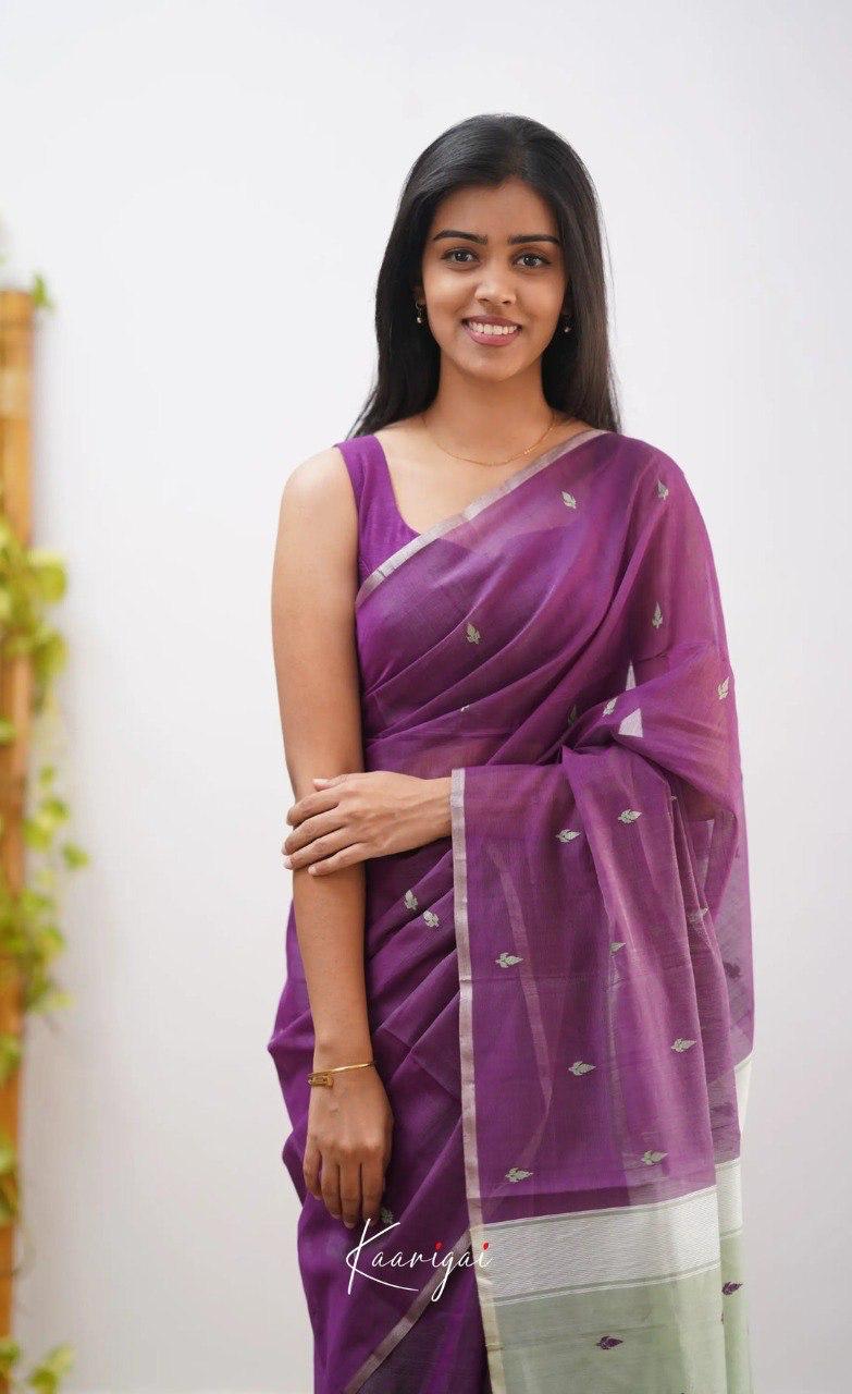 Purple & Mint Green Designer Party Wear Saree with Sleeveless Blouse