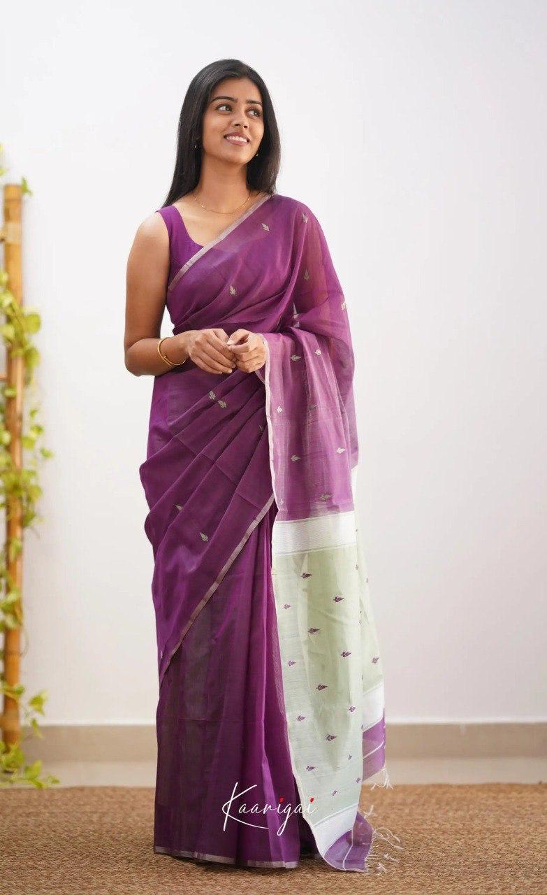 Purple & Mint Green Designer Party Wear Saree with Sleeveless Blouse