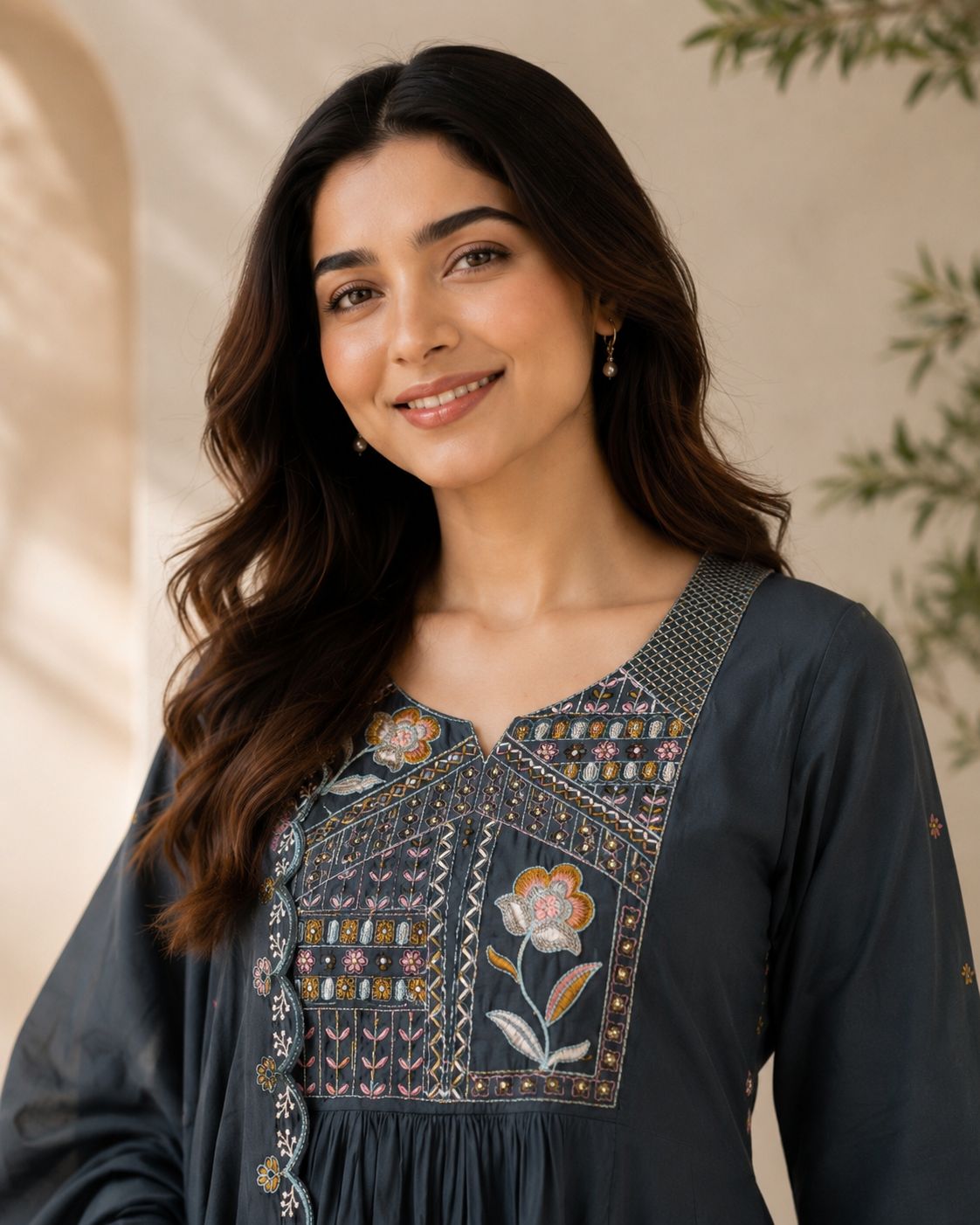 Premium Two-Tone Silk Kurti Palazzo Set