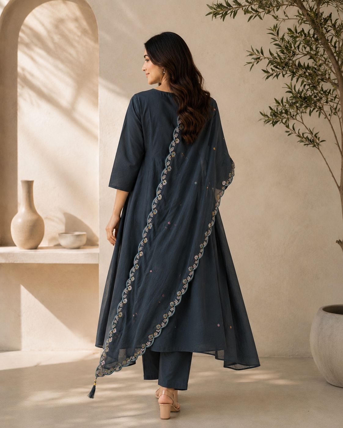 Premium Two-Tone Silk Kurti Palazzo Set