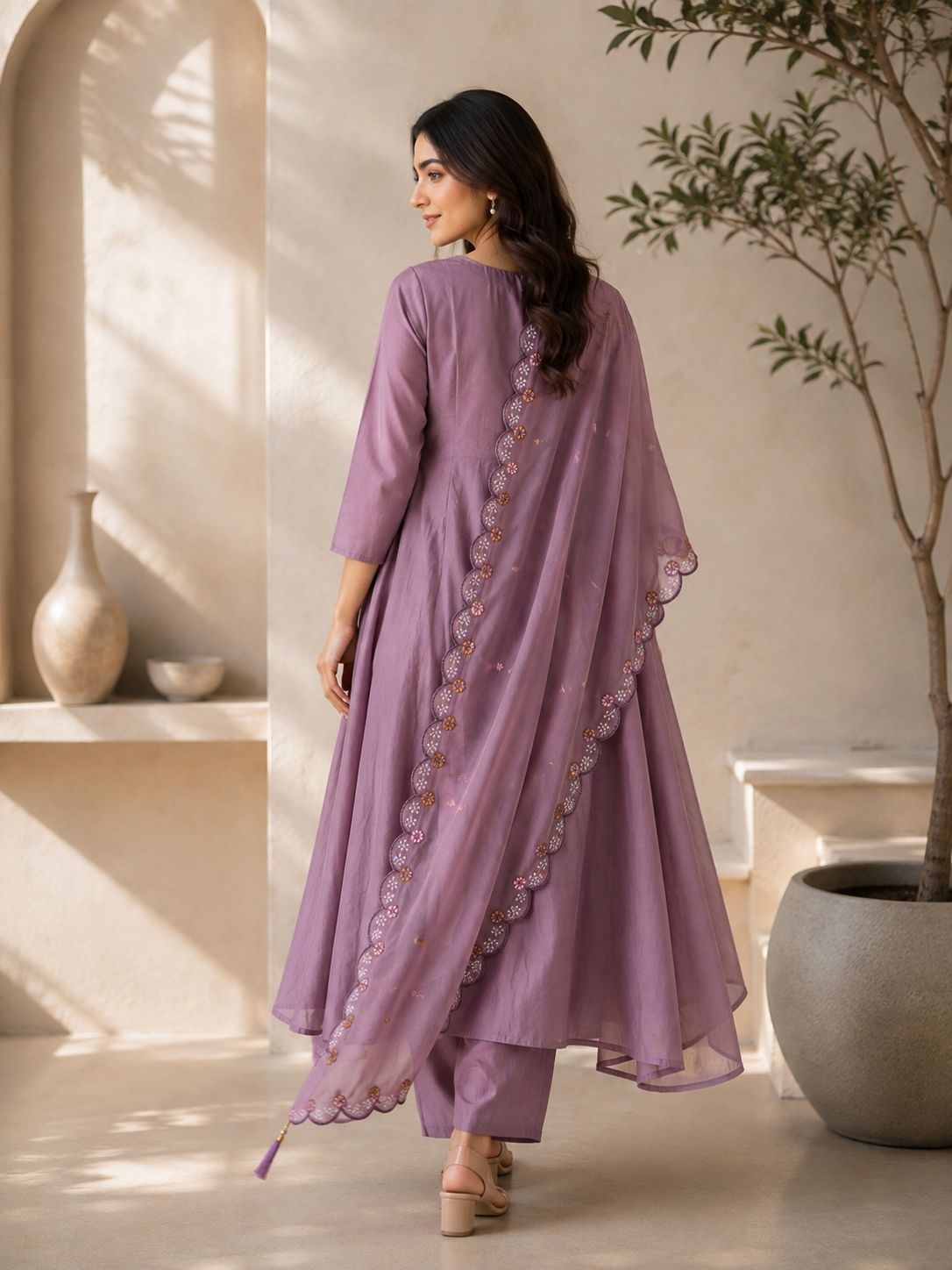 Premium Two-Tone Silk Kurti Palazzo Set