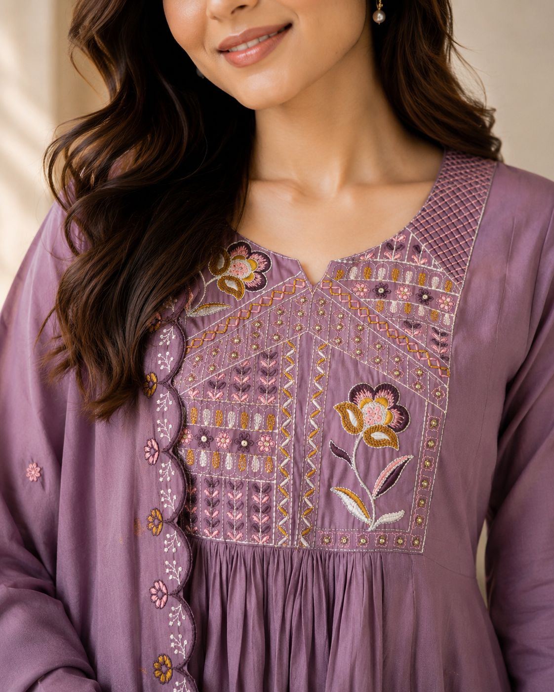 Premium Two-Tone Silk Kurti Palazzo Set
