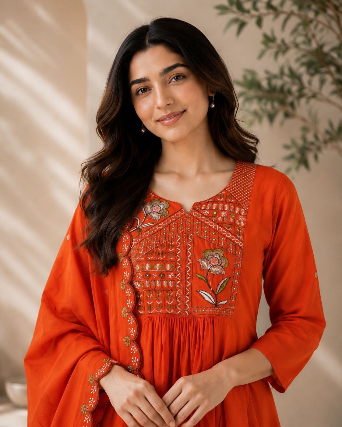 Premium Two-Tone Silk Kurti Palazzo Set