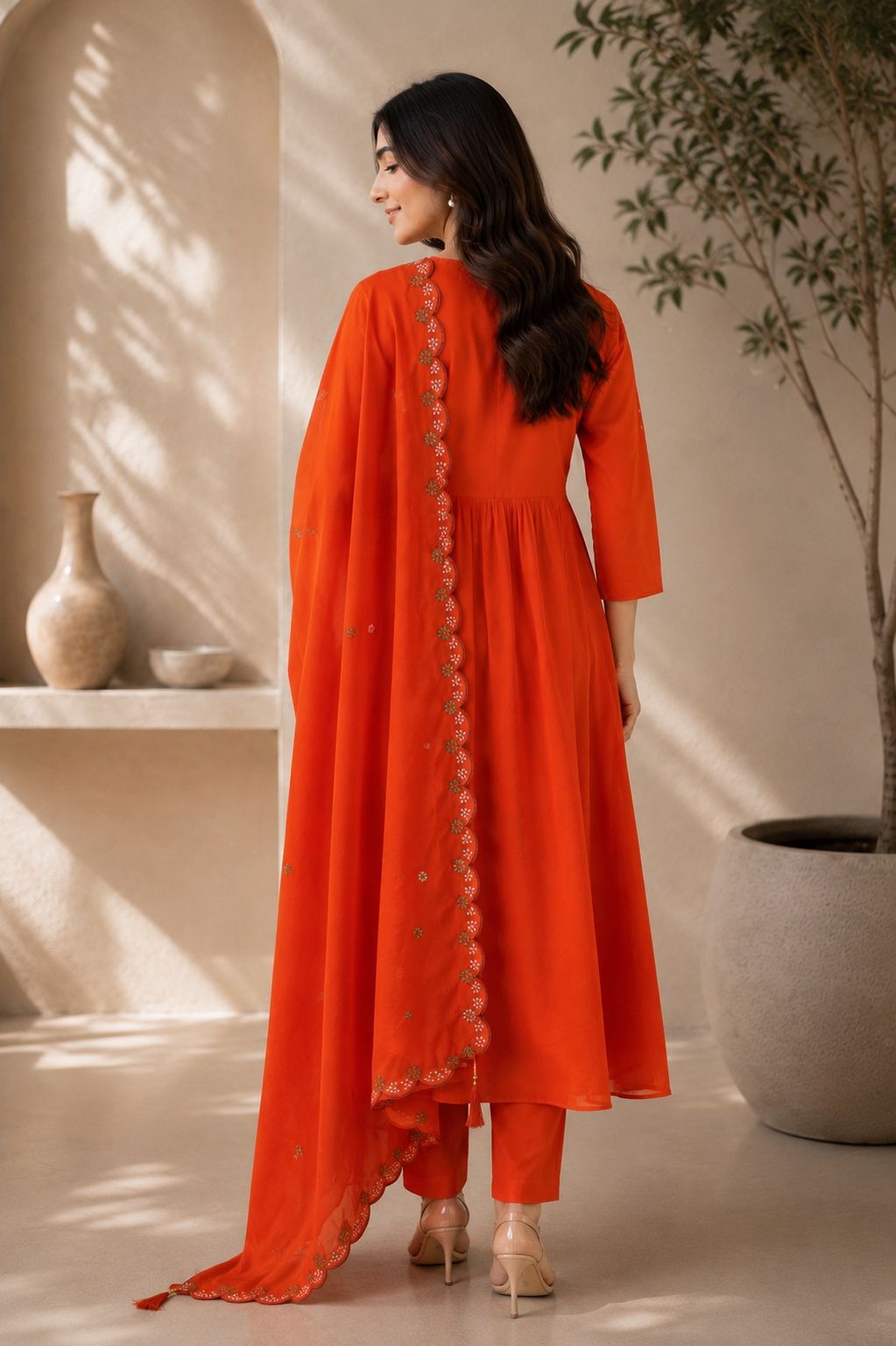 Premium Two-Tone Silk Kurti Palazzo Set