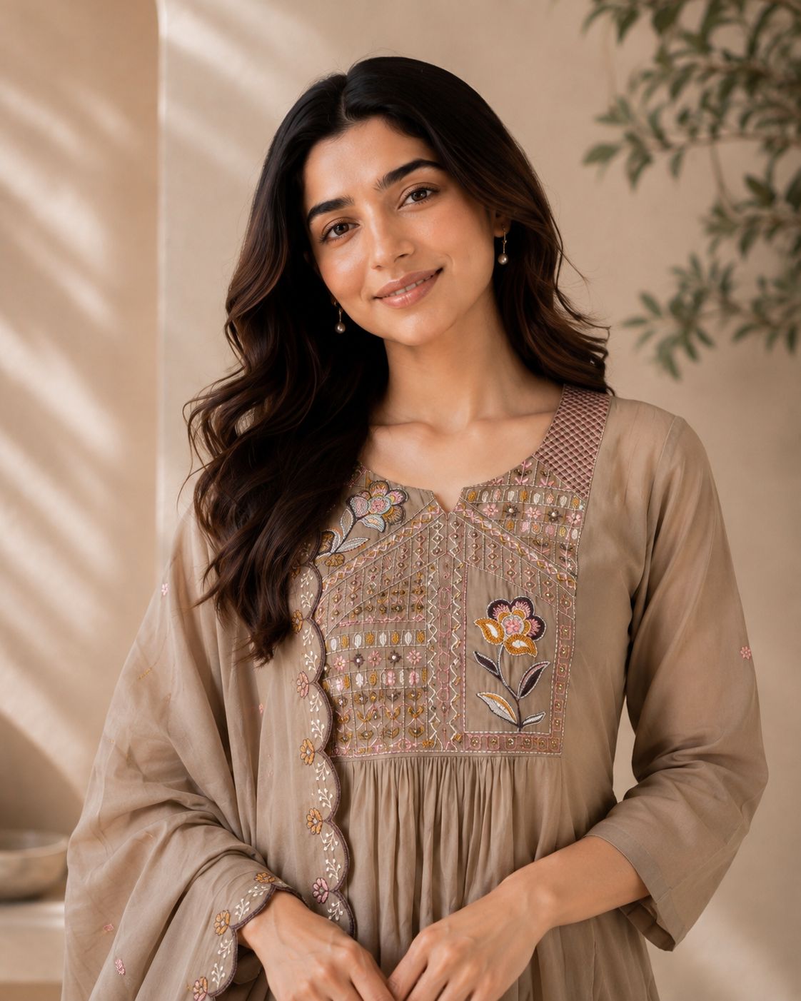 Premium Two-Tone Silk Kurti Palazzo Set