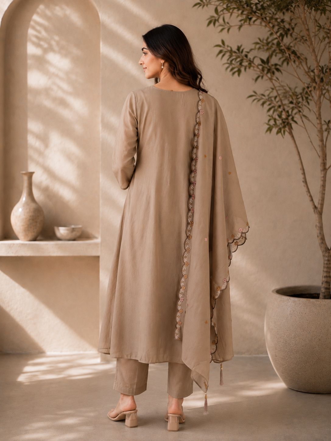 Premium Two-Tone Silk Kurti Palazzo Set