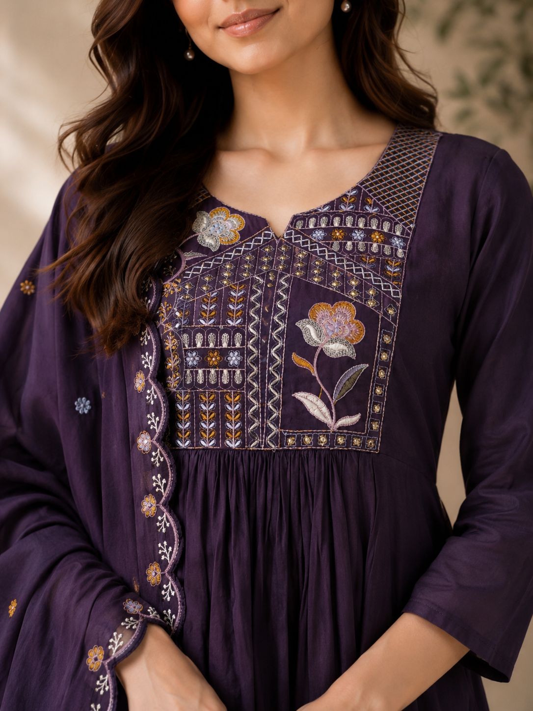 Premium Two-Tone Silk Kurti Palazzo Set