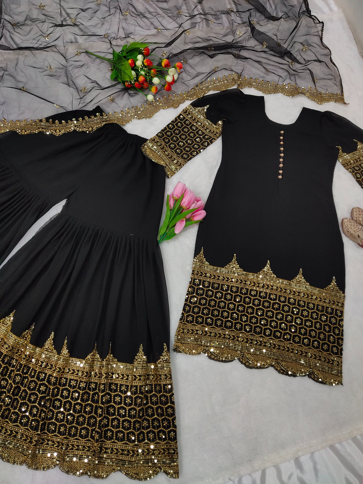 Premium Embroidered Party Wear Sharara Set