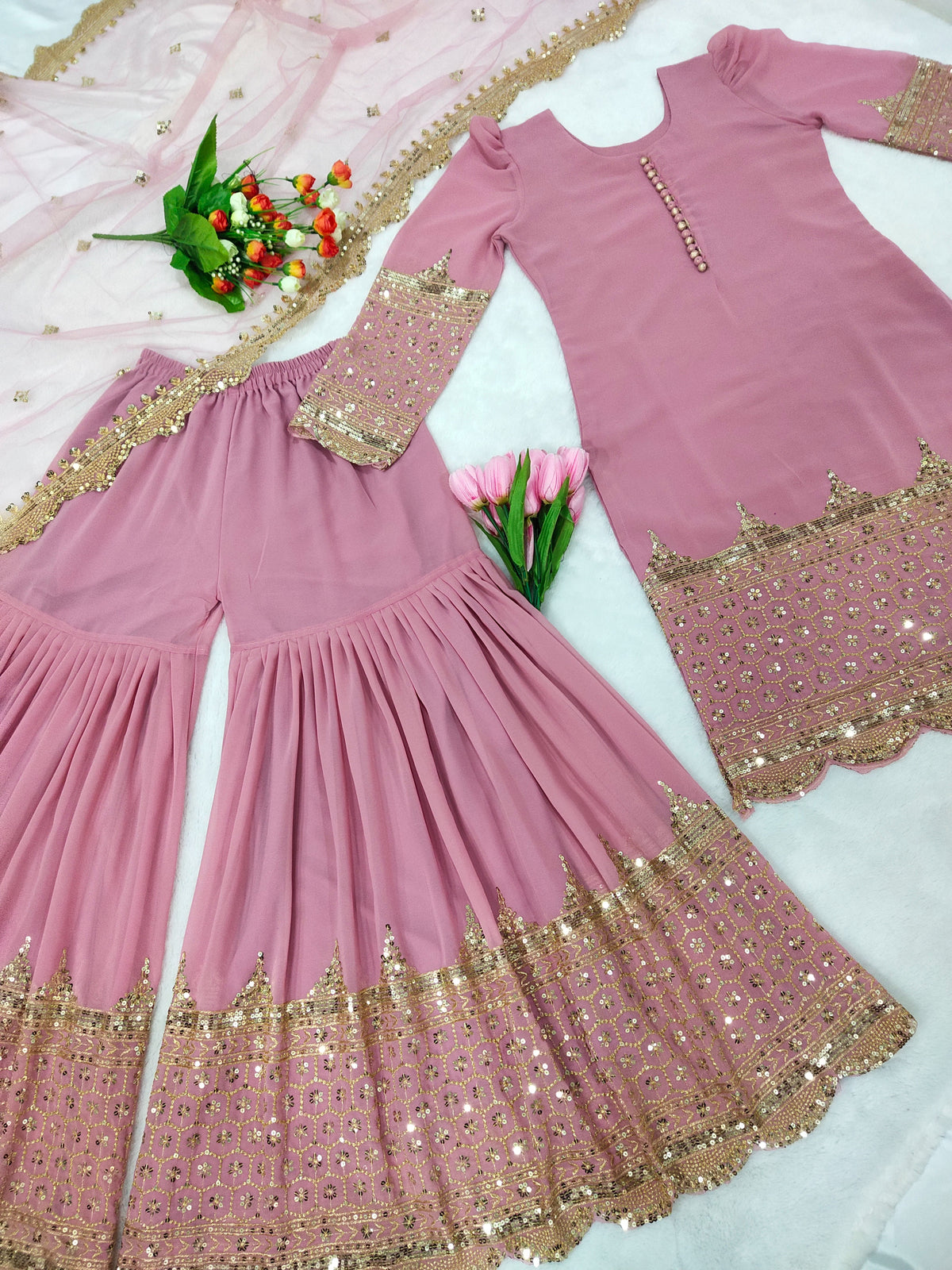 Premium Embroidered Party Wear Sharara Set