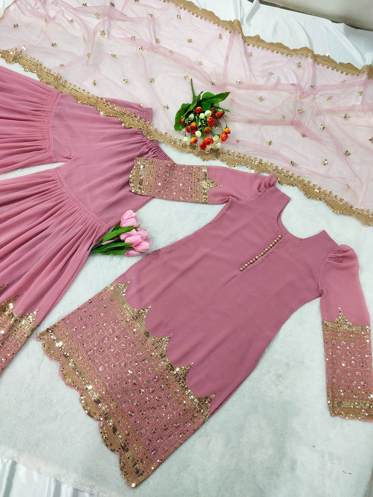 Premium Embroidered Party Wear Sharara Set