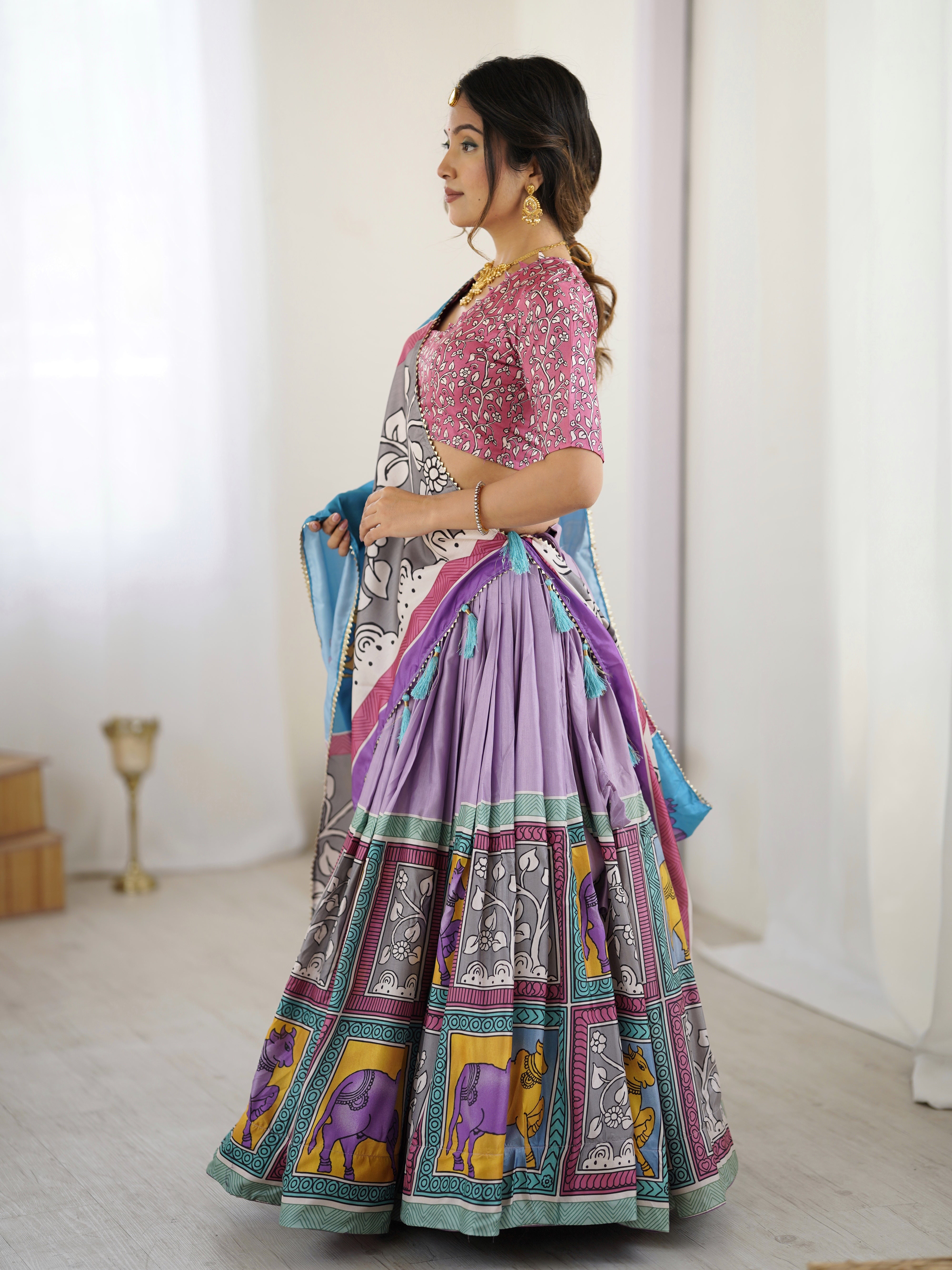 Authentic Kalamkari Art Lehenga | Drape the Heritage
