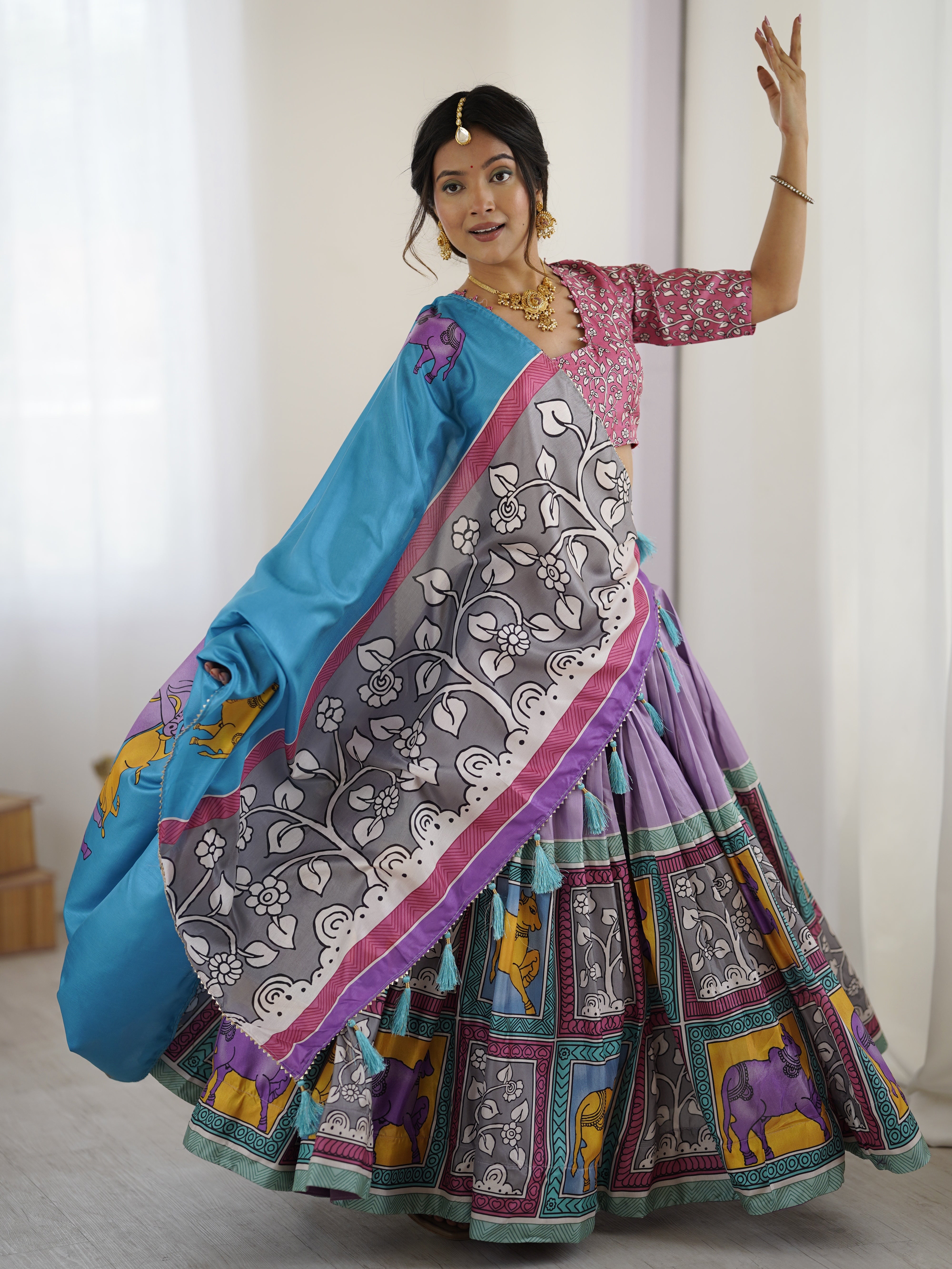 Authentic Kalamkari Art Lehenga | Drape the Heritage