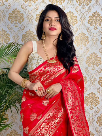 Pure Banarasi Silk Saree with zari weaving