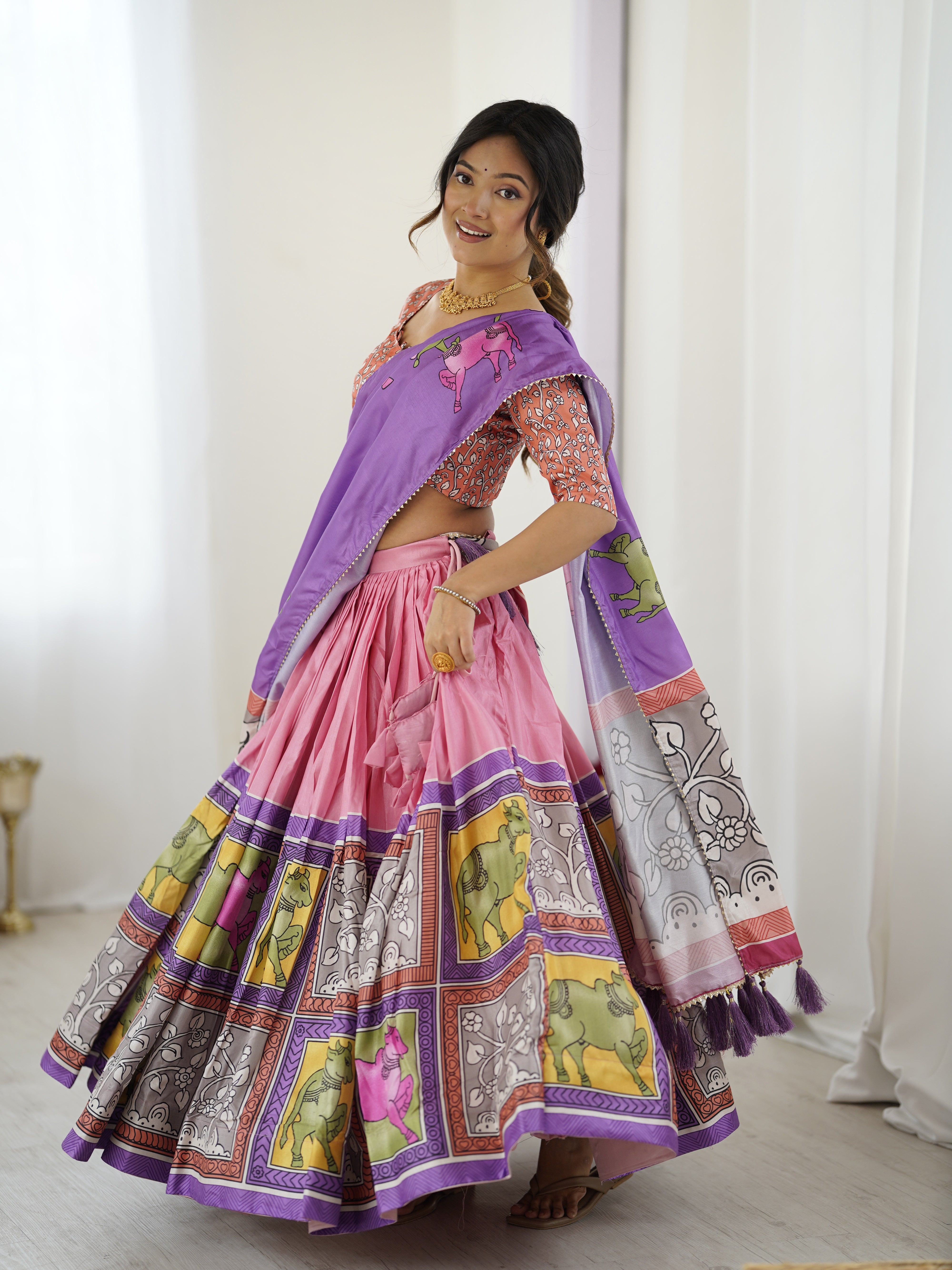 Handcrafted Kalamkari Lehenga with Blouse | Perfect for Festive & Wedding Look