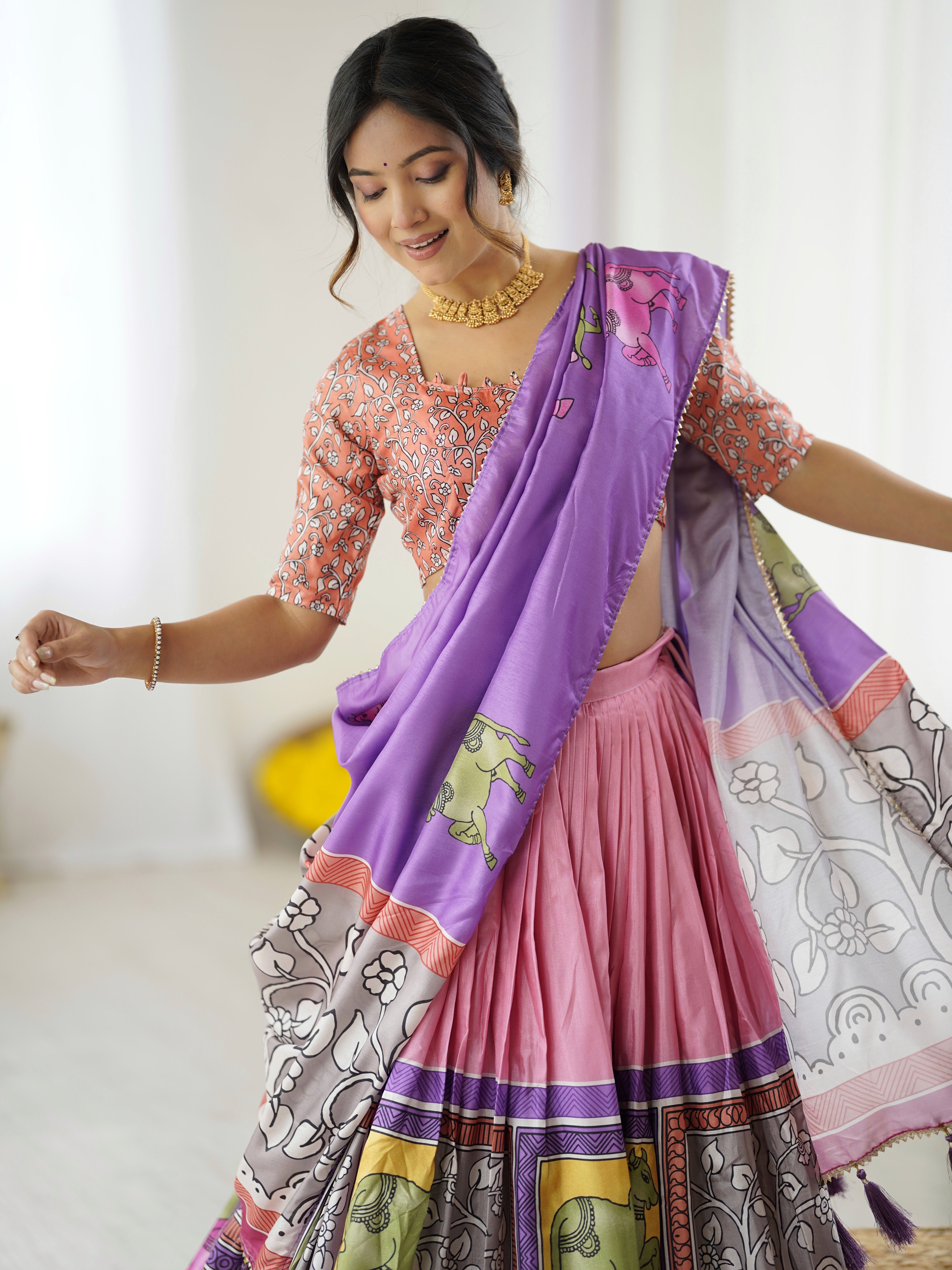 Handcrafted Kalamkari Lehenga with Blouse | Perfect for Festive & Wedding Look