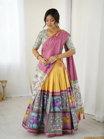 Ethnic Chic Kalamkari Lehenga for College Functions & Festive Days
