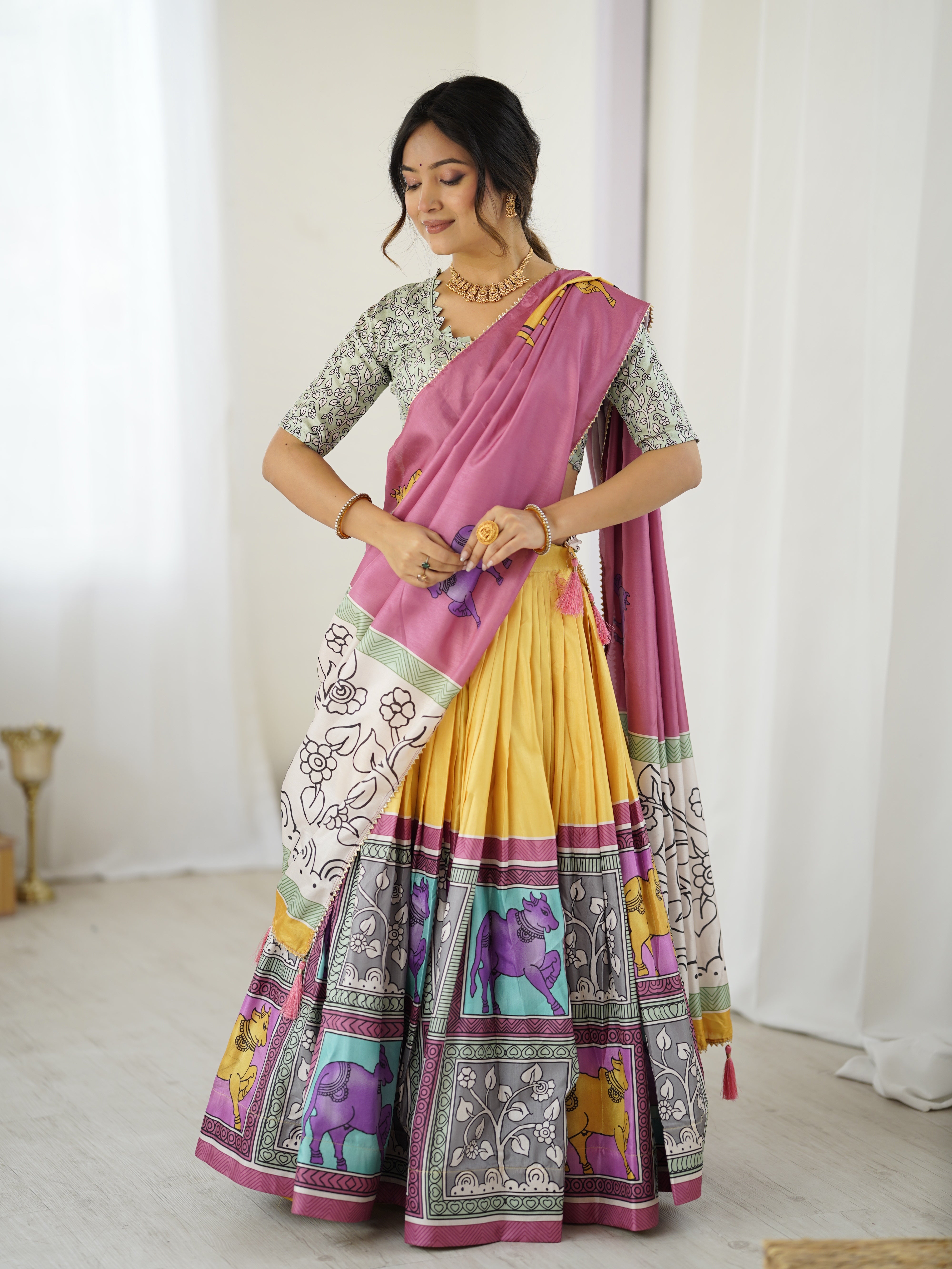 Ethnic Chic Kalamkari Lehenga for College Functions & Festive Days