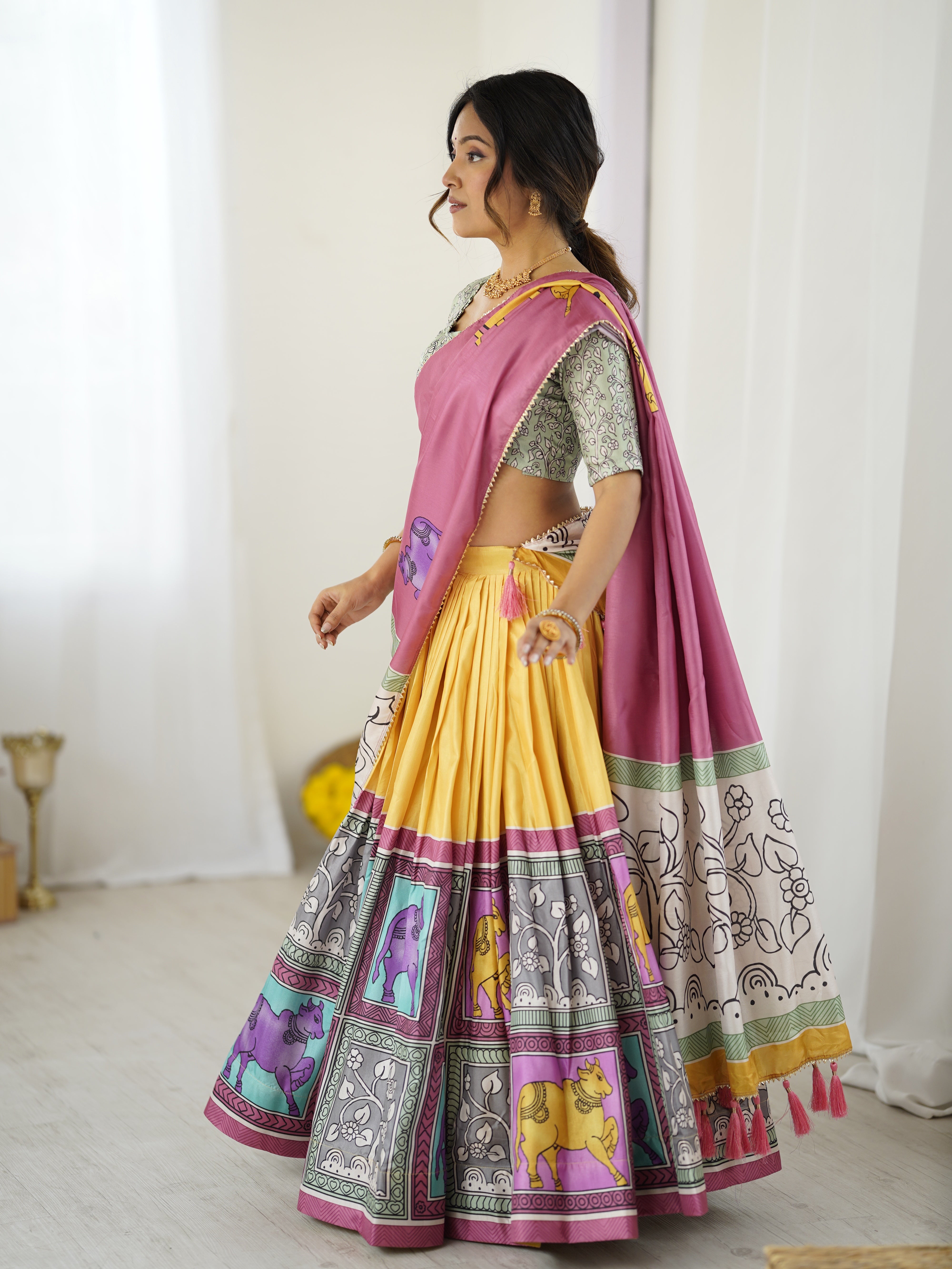 Ethnic Chic Kalamkari Lehenga for College Functions & Festive Days
