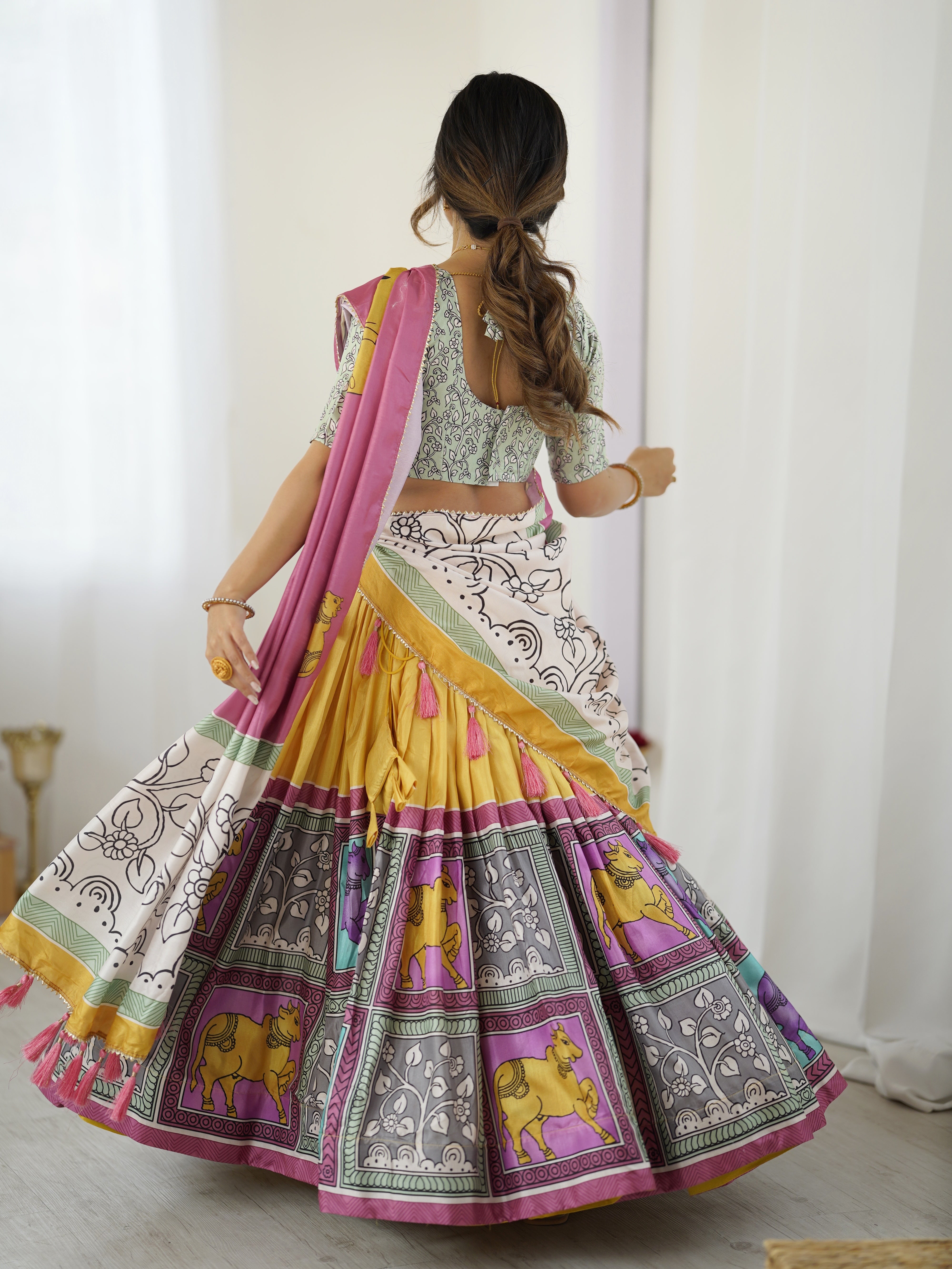Ethnic Chic Kalamkari Lehenga for College Functions & Festive Days
