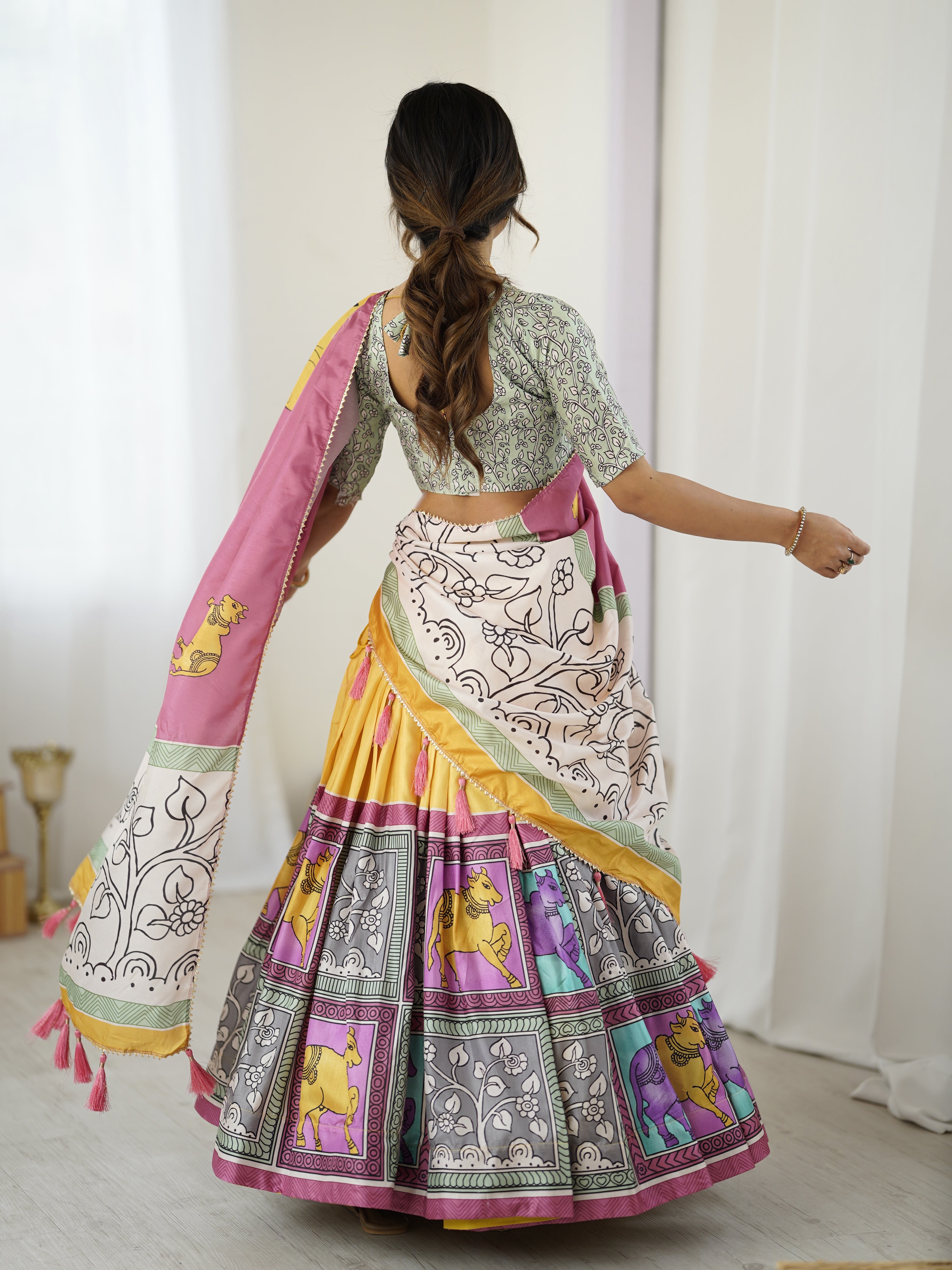 Ethnic Chic Kalamkari Lehenga for College Functions & Festive Days