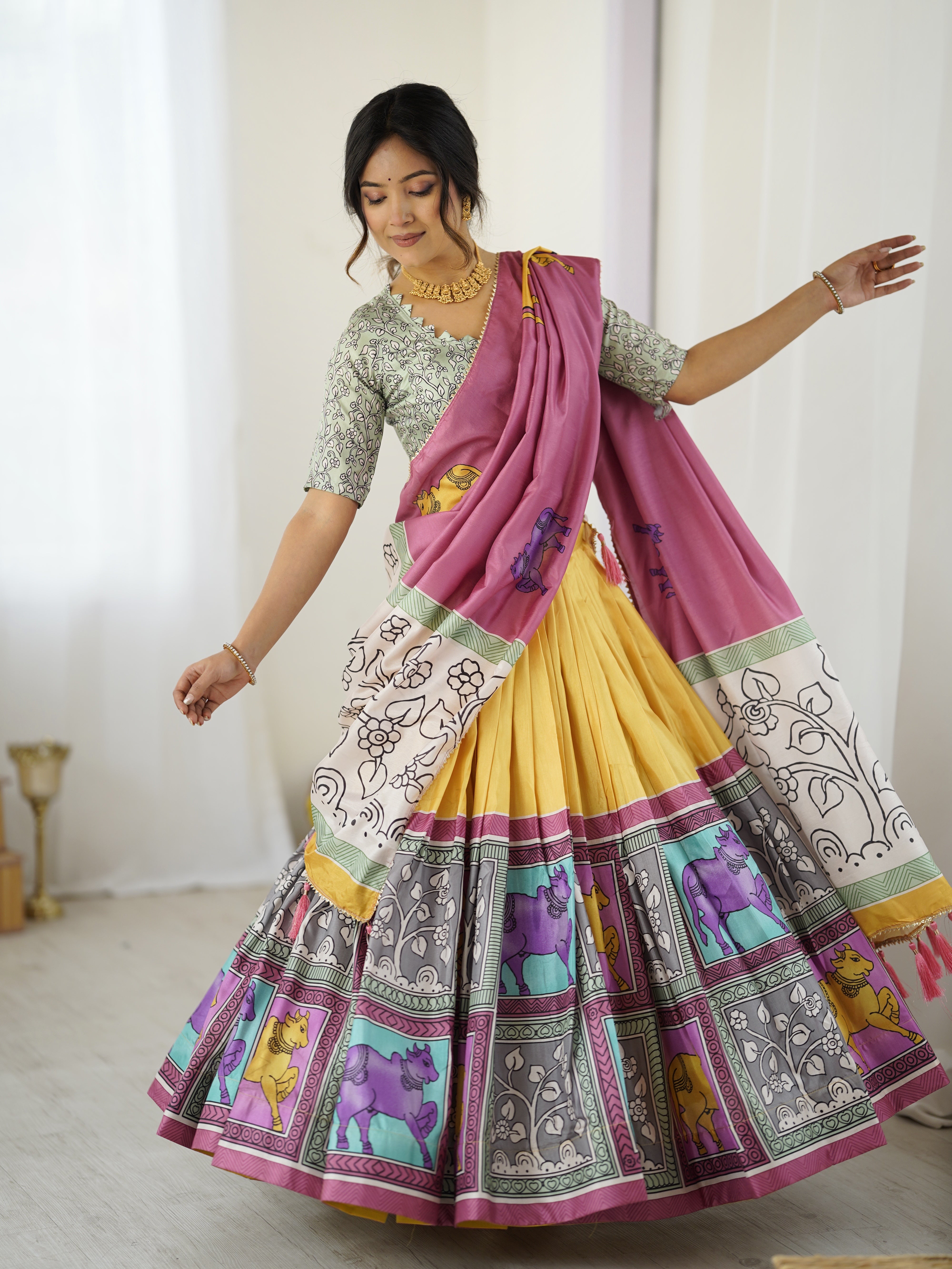 Ethnic Chic Kalamkari Lehenga for College Functions & Festive Days