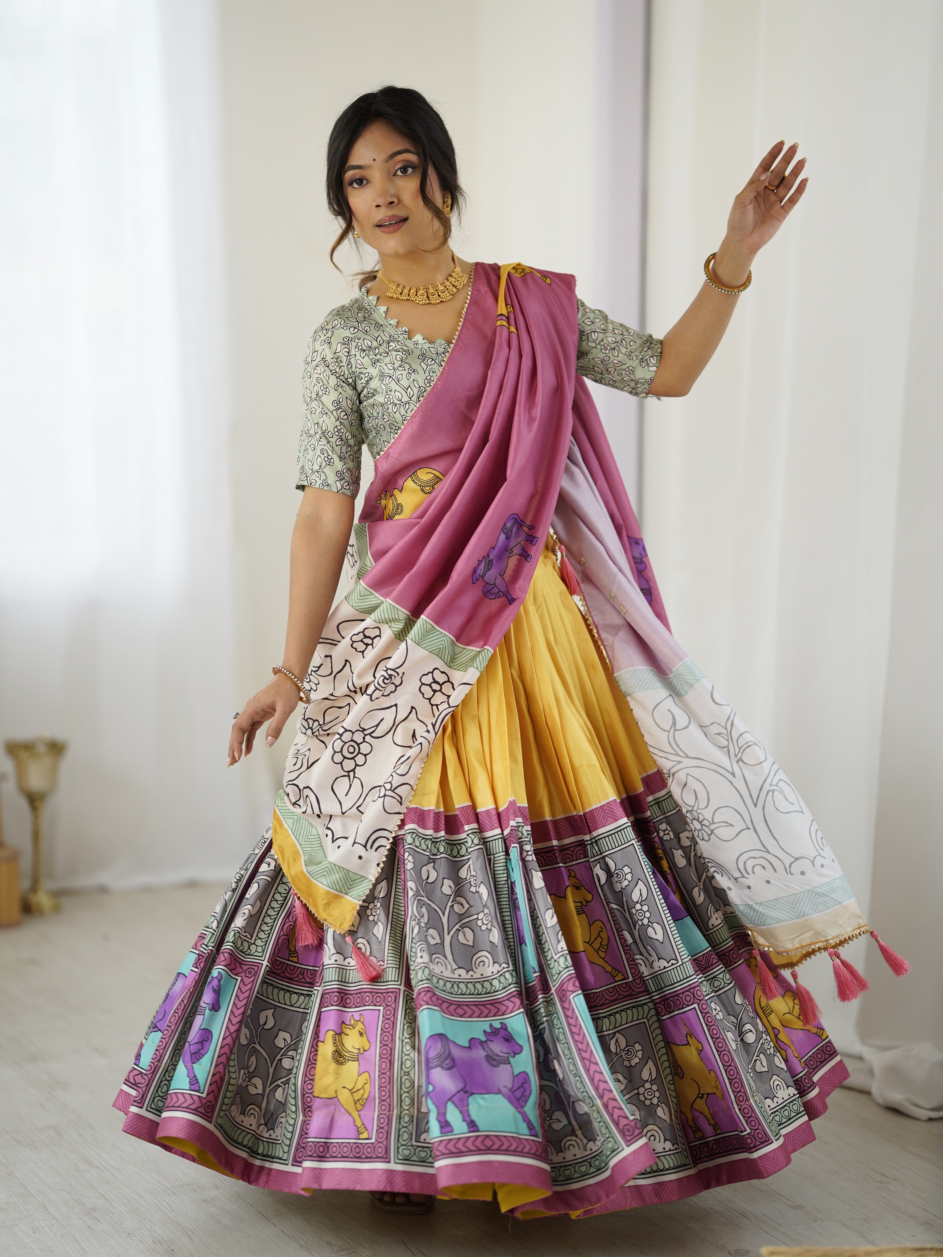 Ethnic Chic Kalamkari Lehenga for College Functions & Festive Days