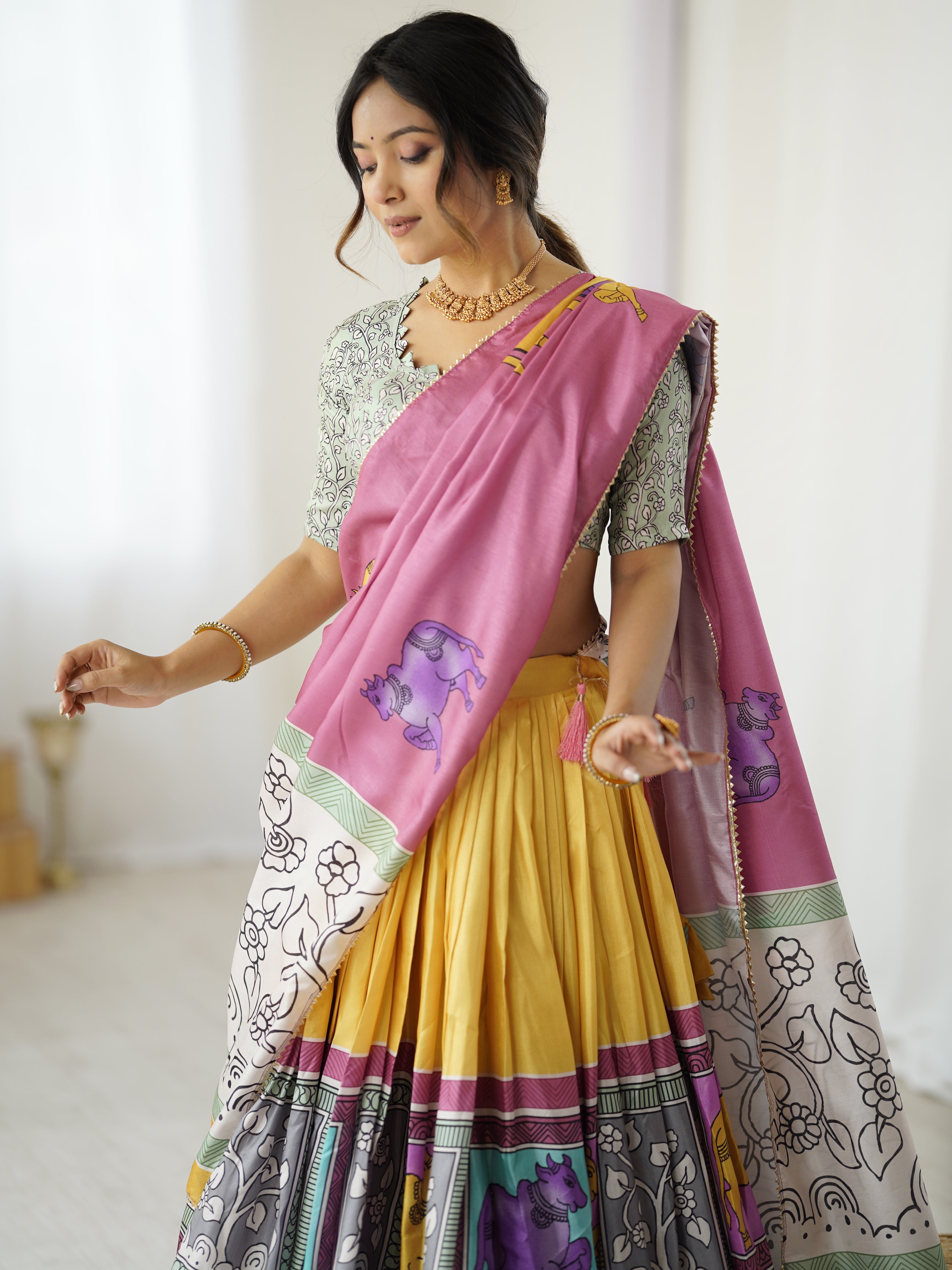 Ethnic Chic Kalamkari Lehenga for College Functions & Festive Days