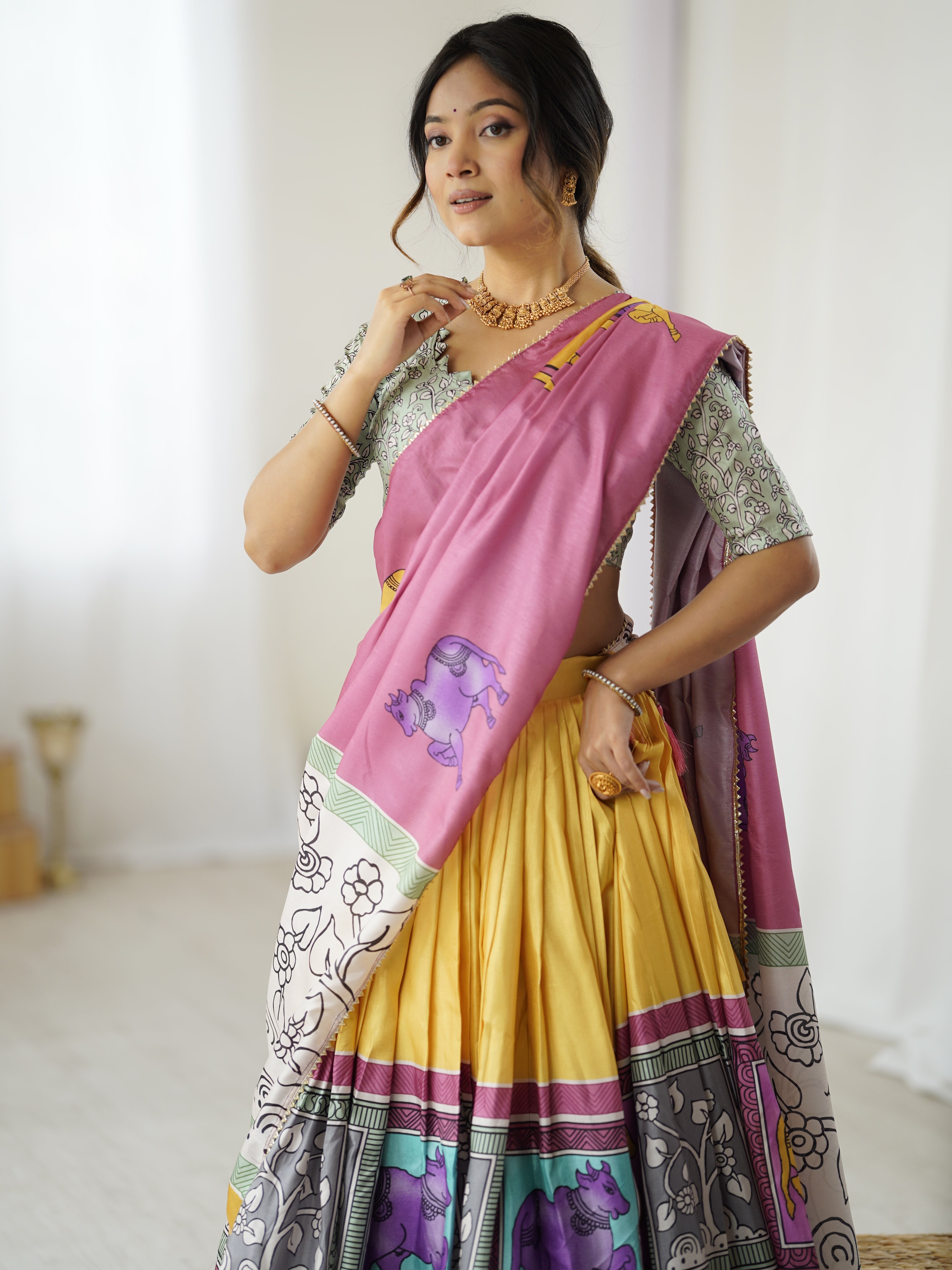 Ethnic Chic Kalamkari Lehenga for College Functions & Festive Days