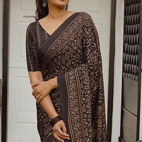 Black Pure Cotton  Linen Saree Weaved With  Zari Comes With Tassels