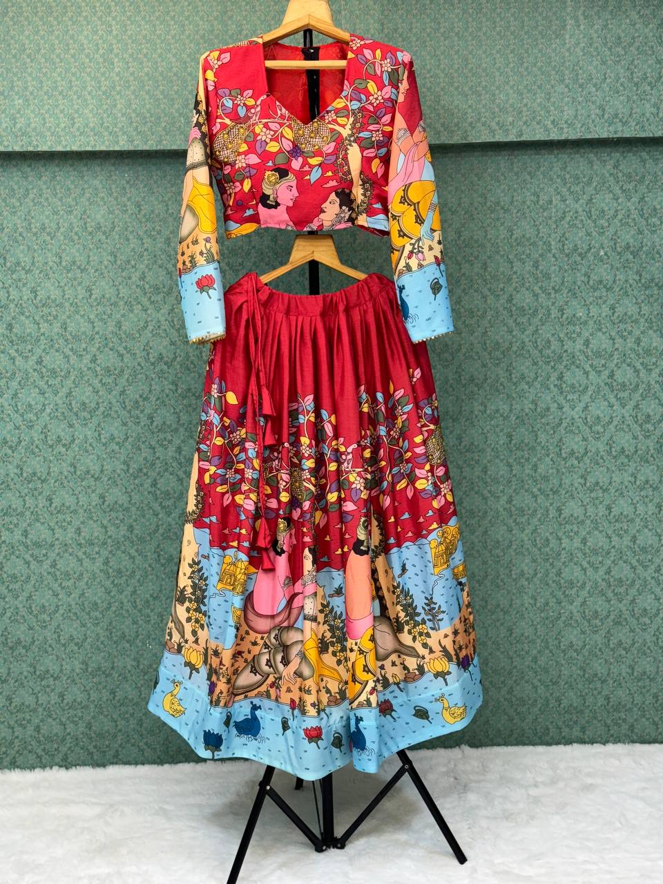 Elegant kalmakari lehenga, light shades to complement to create beautiful aura in all function