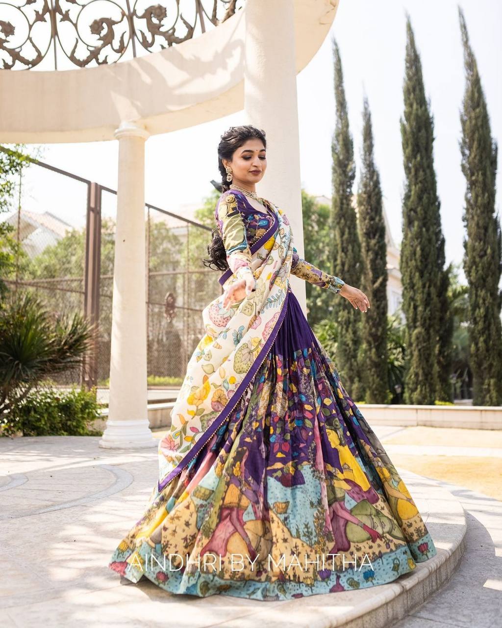 Kalamkari Lehenga with Intricate Nature-Inspired Patterns