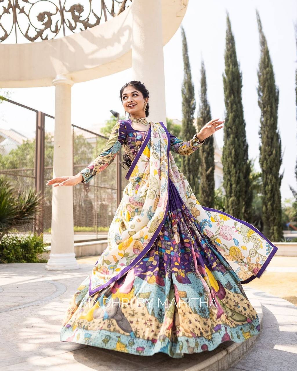 Kalamkari Lehenga with Intricate Nature-Inspired Patterns