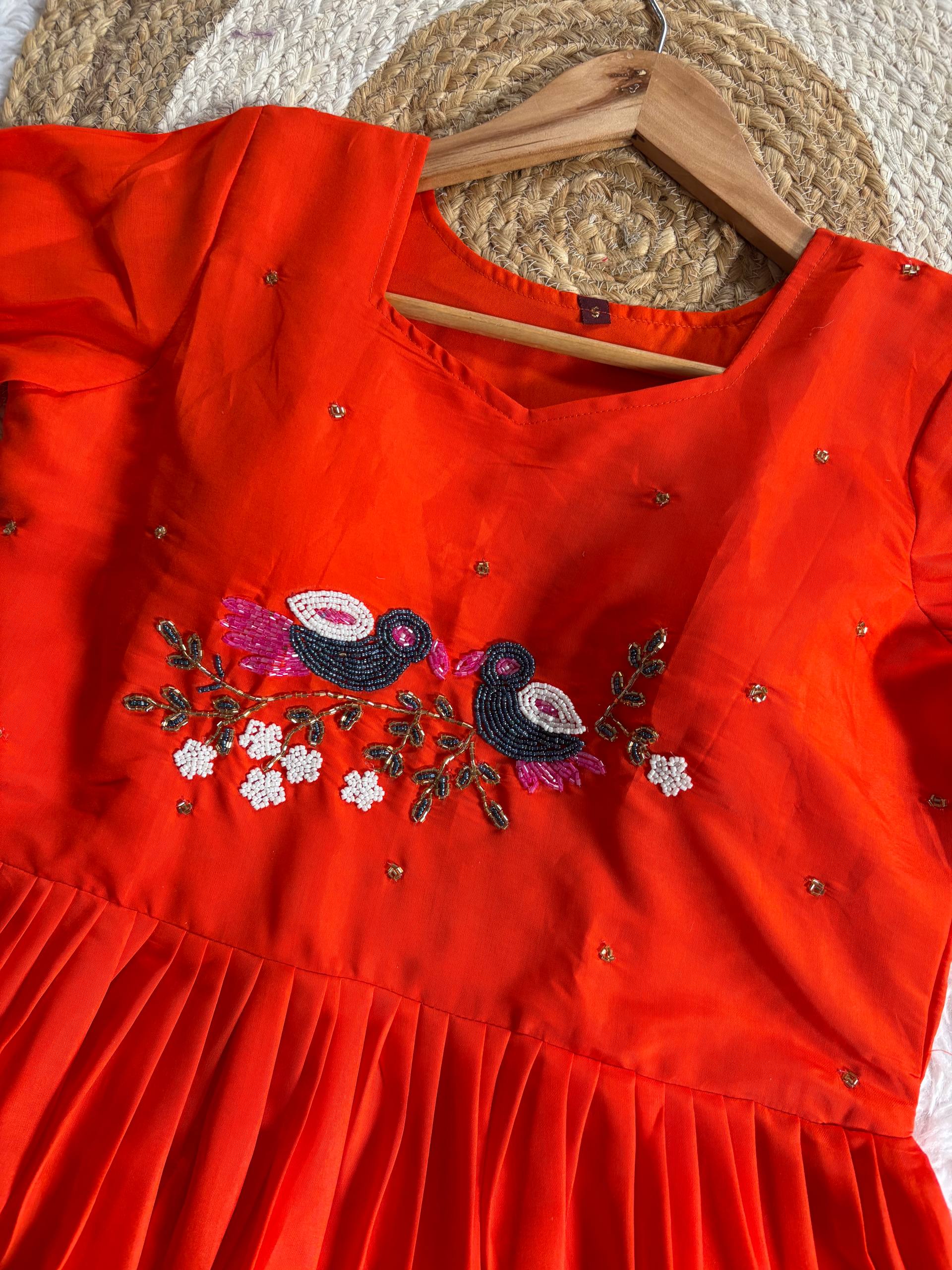 Premium Orange Ethnic Long Gown for Women