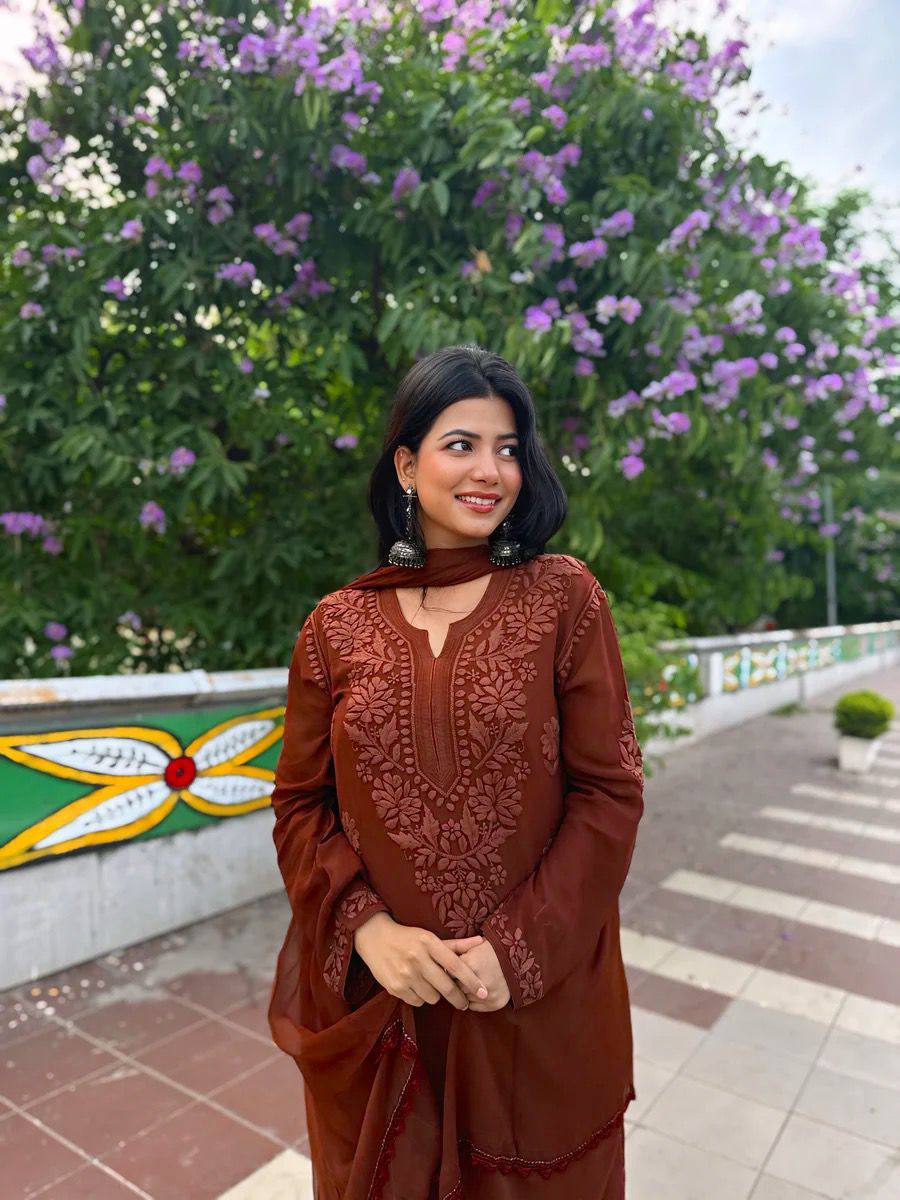 Royal Embroidered Georgette Suit With Dupatta (Copy)