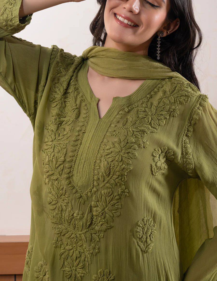 Royal Embroidered Georgette Suit With Dupatta