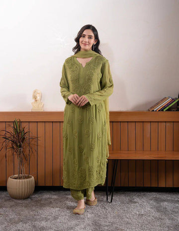 Royal Embroidered Georgette Suit With Dupatta