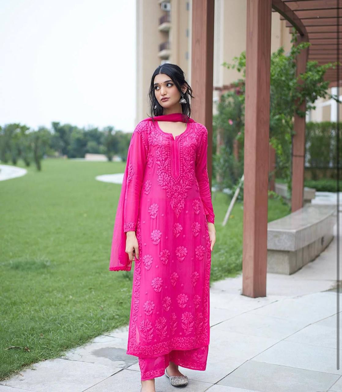 Royal Embroidered Georgette Suit With Dupatta