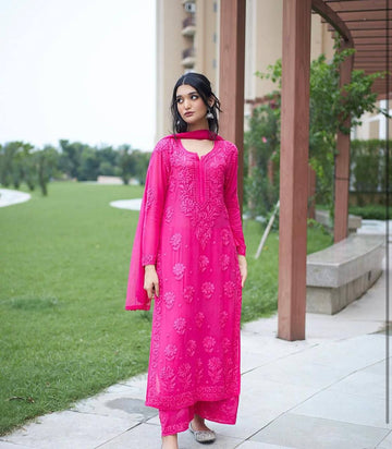 Royal Embroidered Georgette Suit With Dupatta