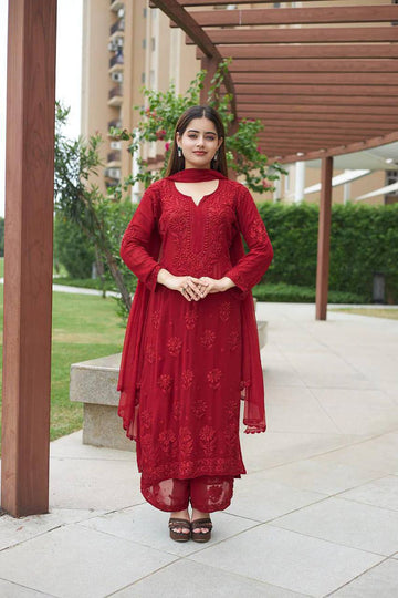 Royal Embroidered Georgette Suit With Dupatta