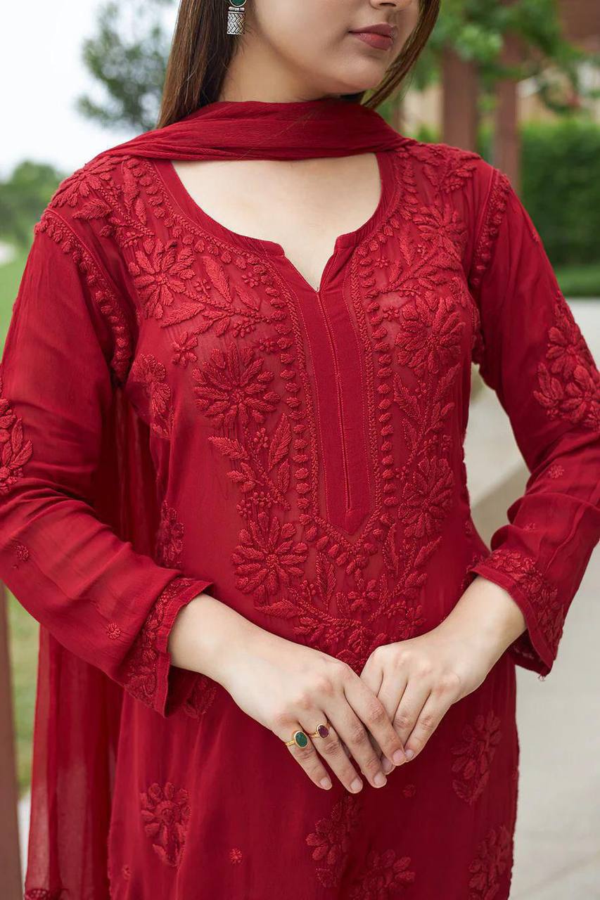 Royal Embroidered Georgette Suit With Dupatta