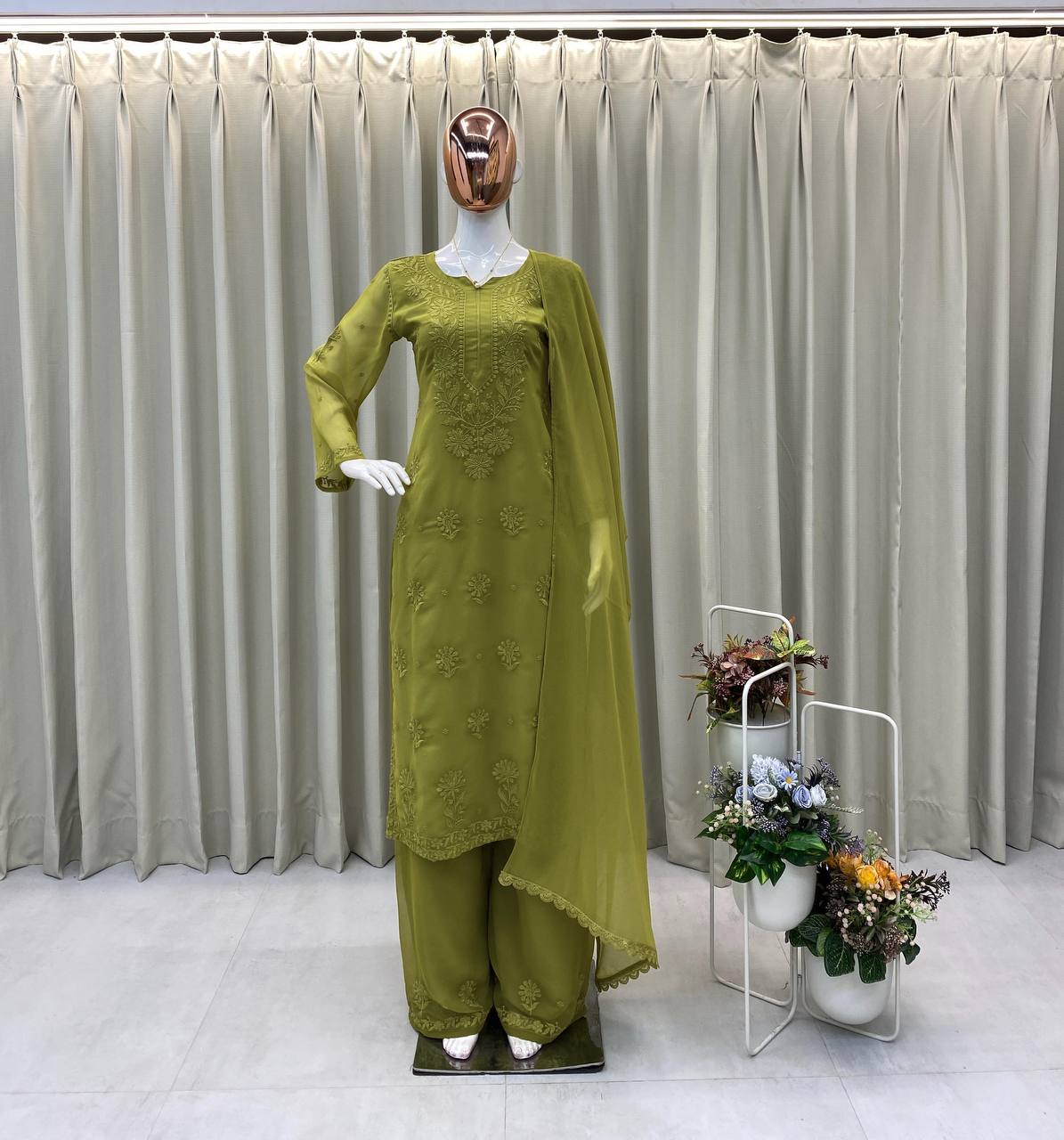 Royal Embroidered Georgette Suit With Dupatta