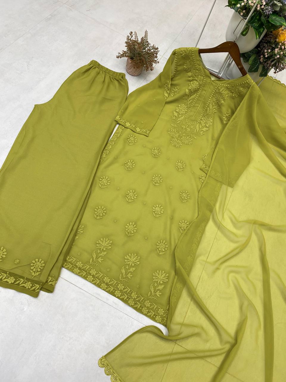 Royal Embroidered Georgette Suit With Dupatta