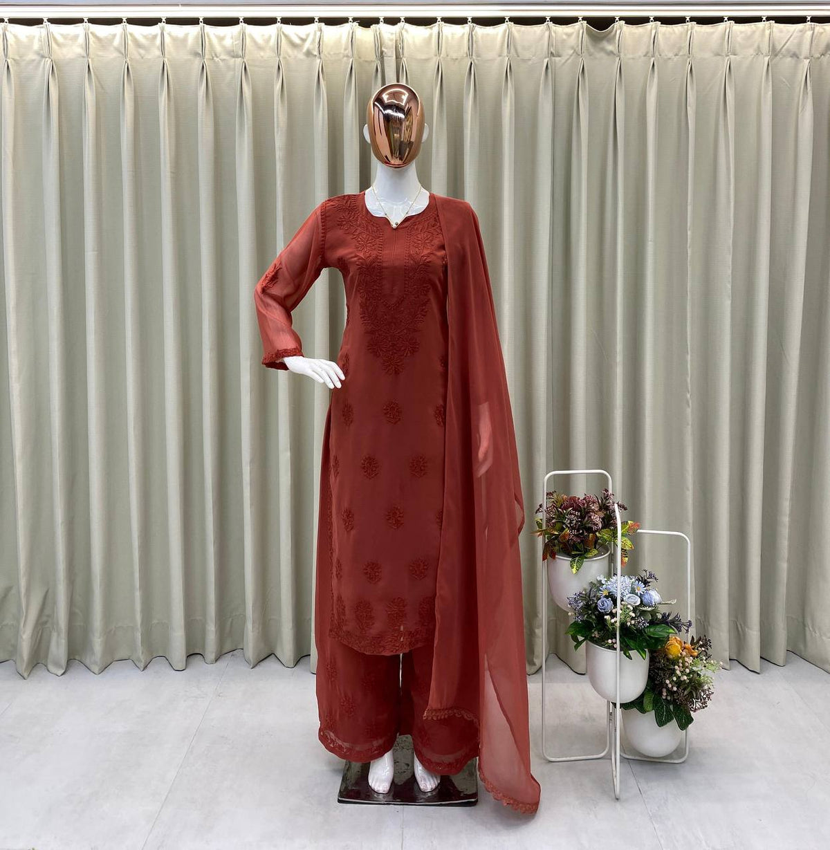 Royal Embroidered Georgette Suit With Dupatta (Copy)