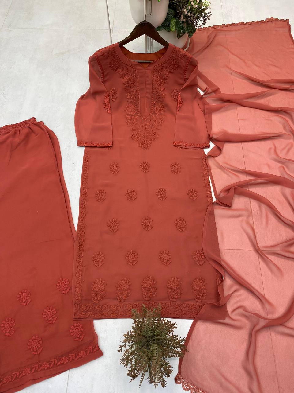 Royal Embroidered Georgette Suit With Dupatta (Copy)