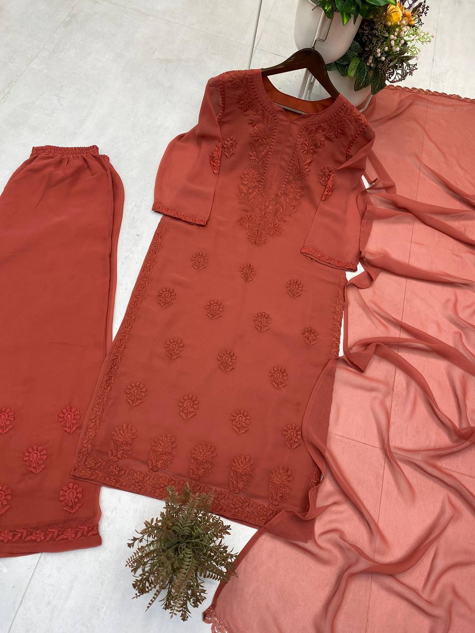 Royal Embroidered Georgette Suit With Dupatta (Copy)