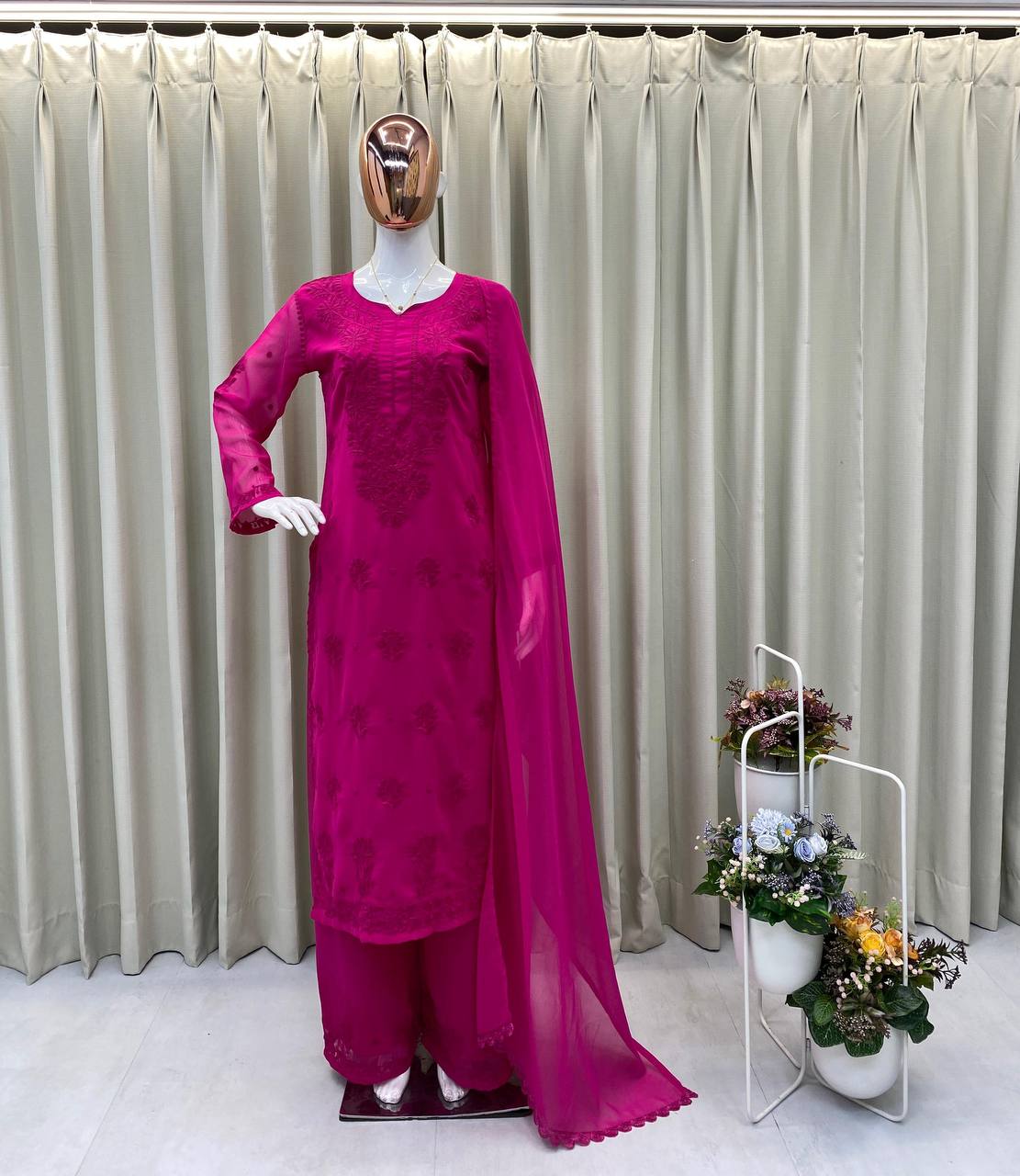 Royal Embroidered Georgette Suit With Dupatta